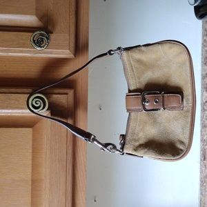 Tan Suede Coach Mini Shoulder Bag